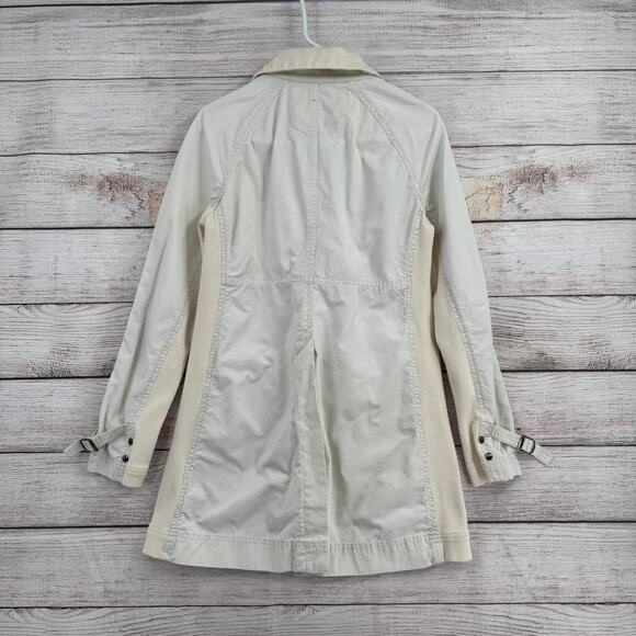 Free People Snap Down Trench Coat Womens 8 Cream White Overcoat - Picture 2 of 13
